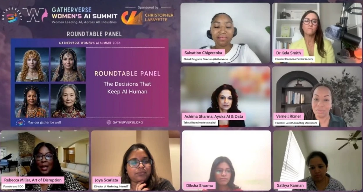 Vernell Rixner participating in the GatherVerse Women's AI Summit roundtable
